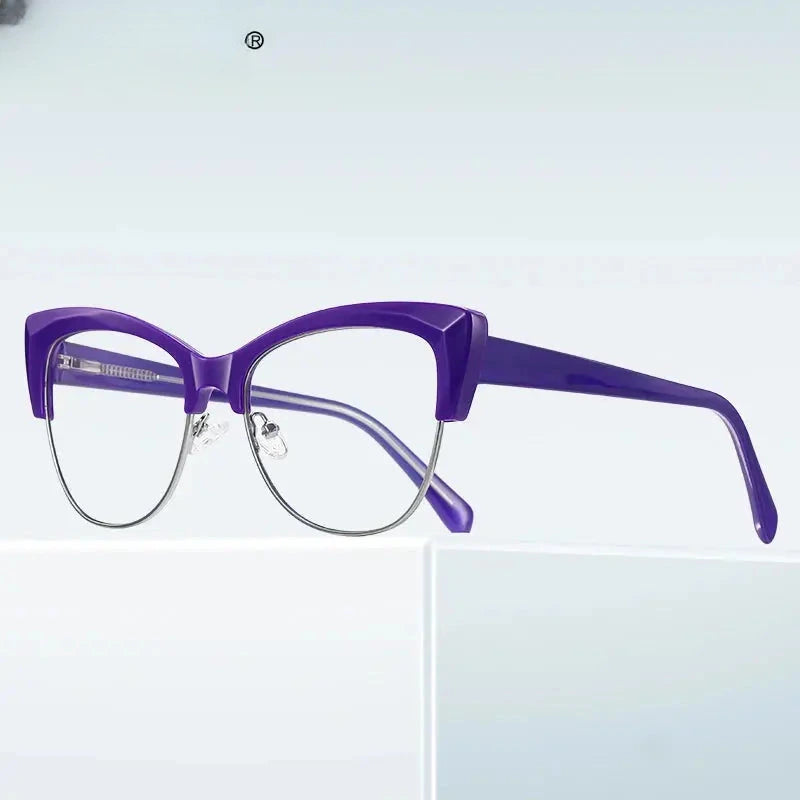 Women's Cat Eye Full Rim Titanium Reading Glasses 2181 — view 2 | Rx Spectacle