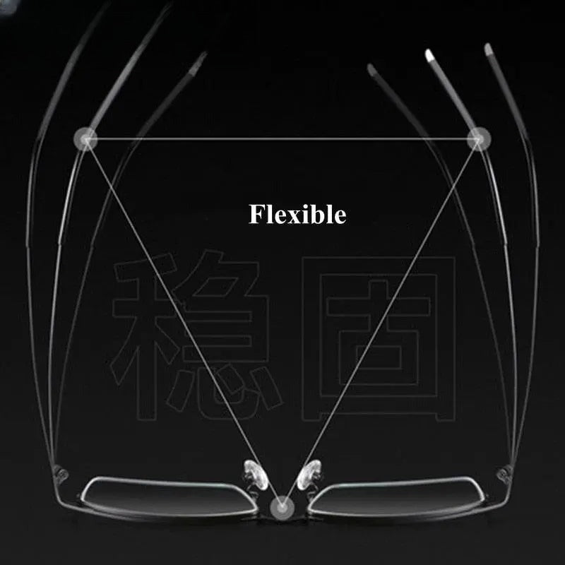 Men's Square Semi-Rimless Alloy Prescription Glasses 9070 — view 6 | Rx Spectacle