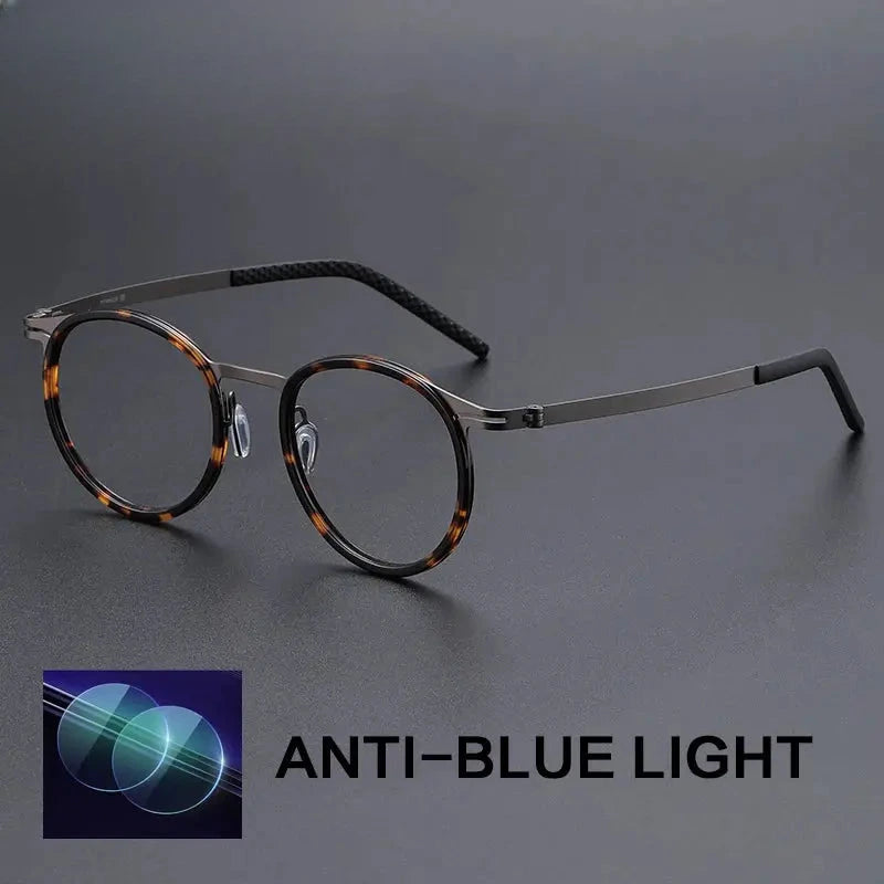 Unisex Round Full Rim Titanium Reading Glasses G698010 — view 4 | Rx Spectacle