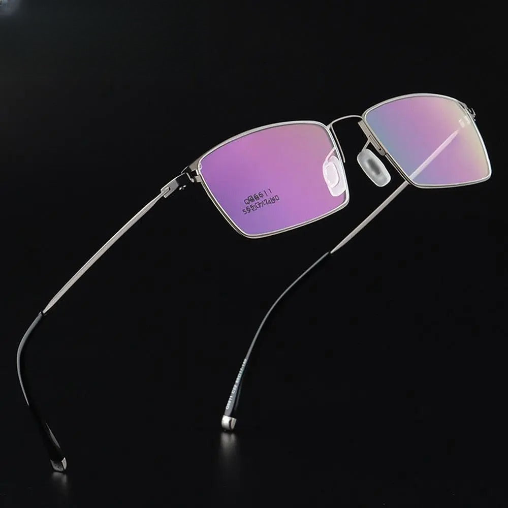 Men's Square Full Rim Titanium Prescription Glasses 6611 — view 5 | Rx Spectacle