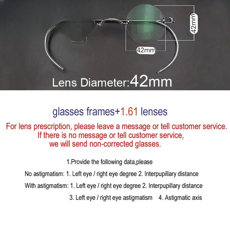 Unisex Round Rimless Stainless Steel Screwless Prescription Glasses 384042 — view 4 | Rx Spectacle