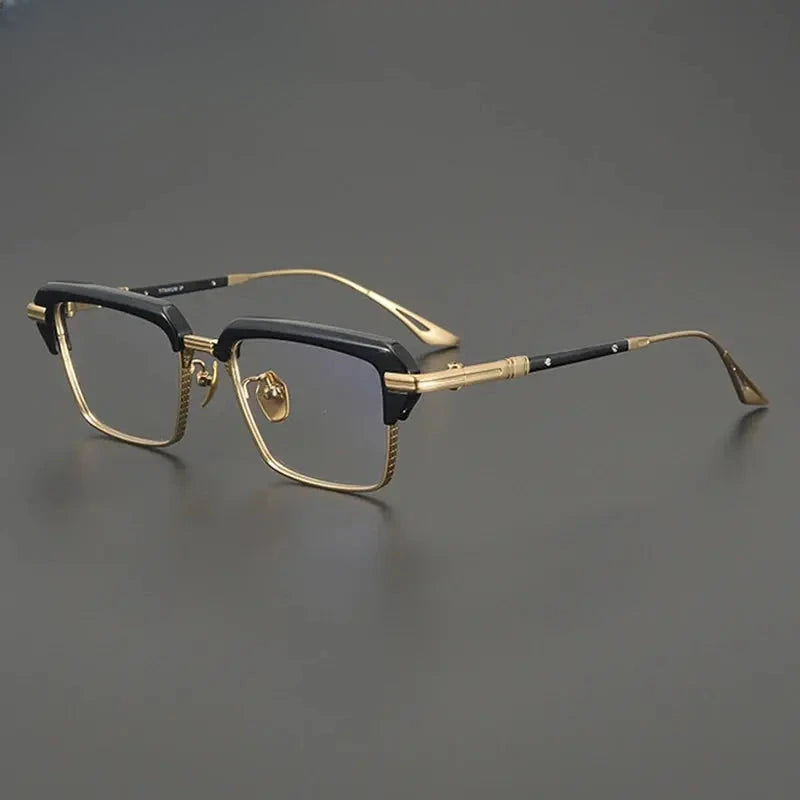Unisex Square Full Rim Titanium Oversized Prescription Glasses 687008 — view 6 | Rx Spectacle