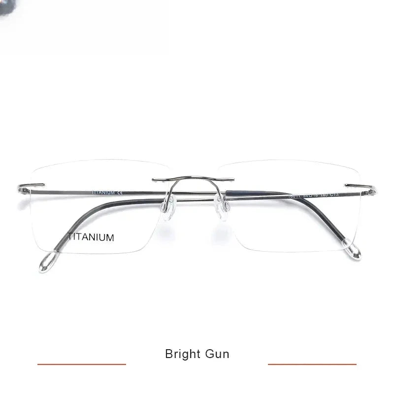Unisex Square Rimless Titanium Prescription Glasses 71611 — view 5 | Rx Spectacle