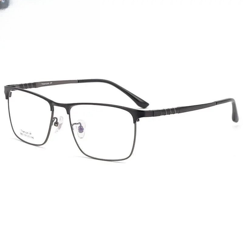 Men's Square Full Rim Titanium Prescription Glasses 8801 — view 3 | Rx Spectacle