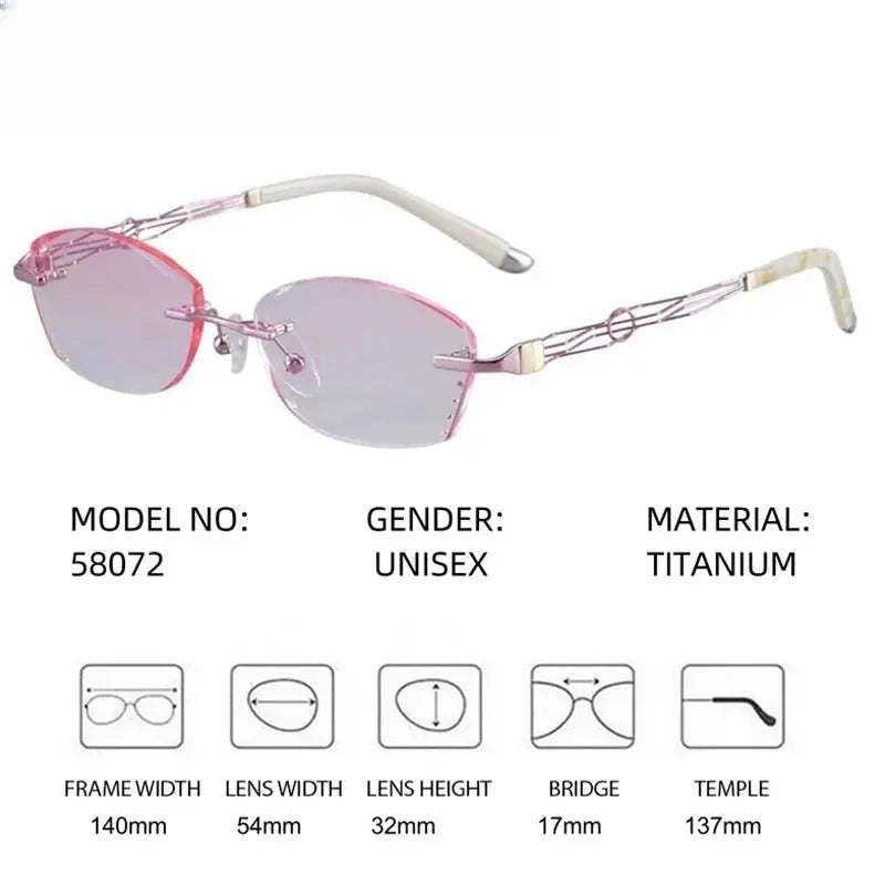 Women's Oval Rimless Titanium Prescription Glasses 658072 — view 2 | Rx Spectacle