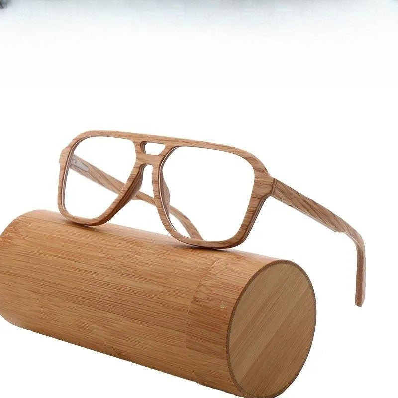 Men's Oval Full Rim Wood Double Bridge Prescription Glasses 5623 — view 1 | Rx Spectacle