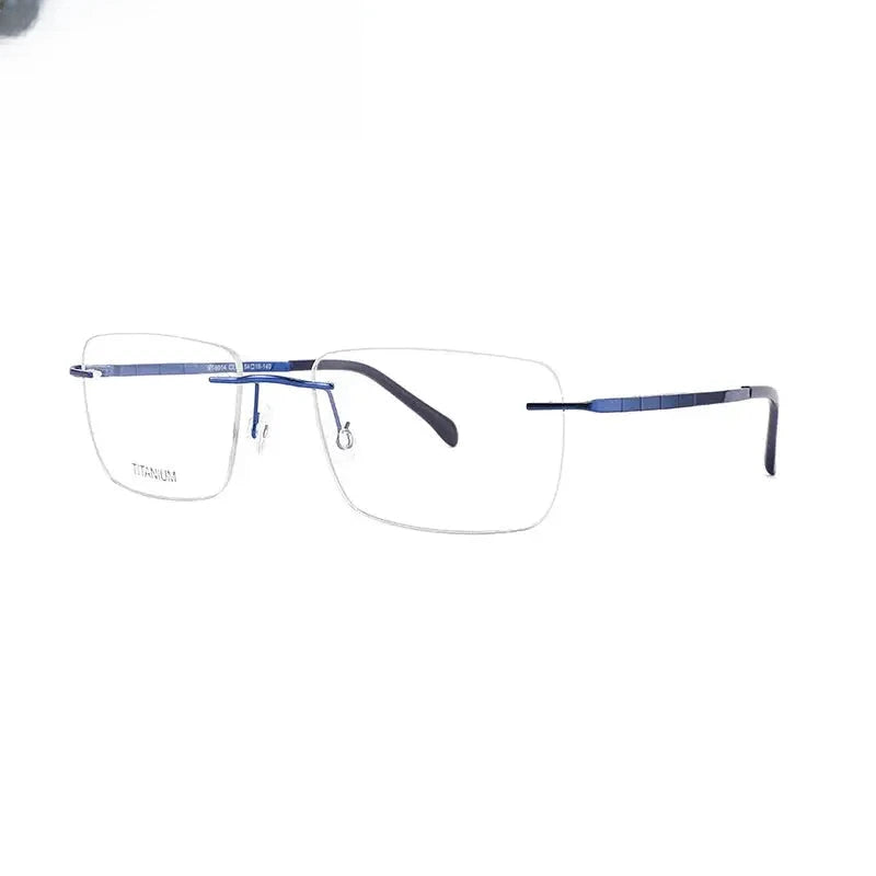 Unisex Square Rimless Titanium Prescription Glasses 90144 — view 5 | Rx Spectacle