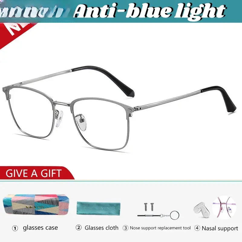 Women's Square Full Rim Stainless Steel Reading Glasses 633617 — view 5 | Rx Spectacle