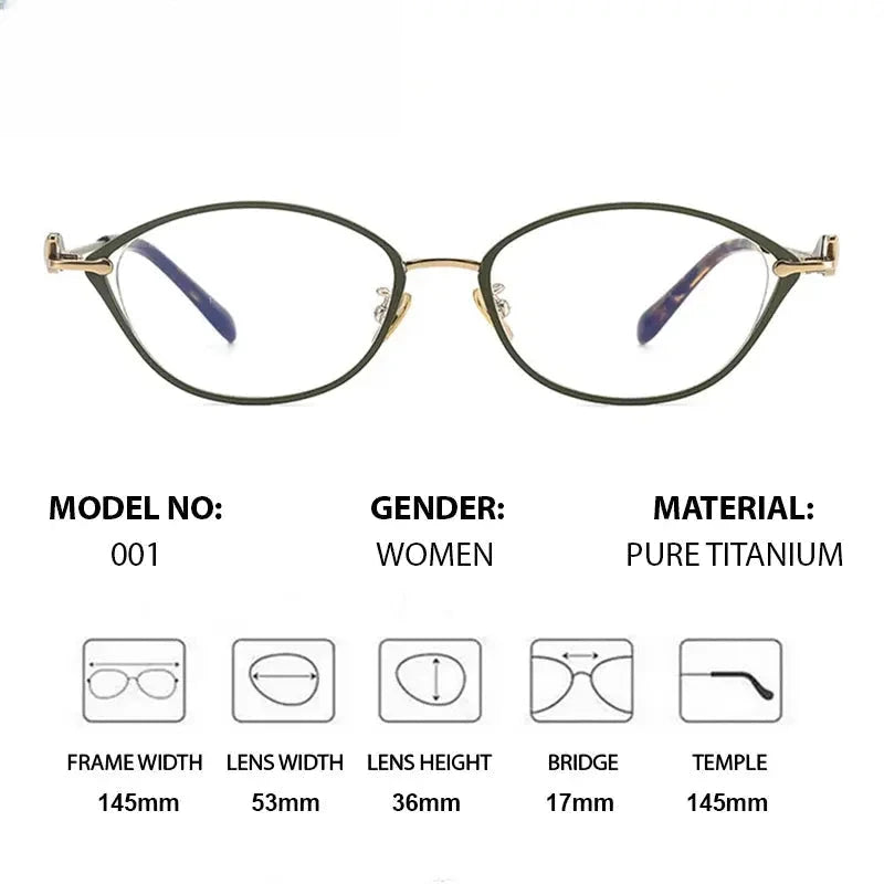 Women's Cat Eye Full Rim Titanium Prescription Glasses 361001 — view 2 | Rx Spectacle