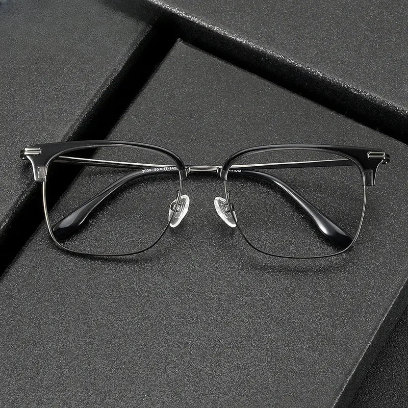 Unisex Square Full Rim Titanium Oversized Prescription Glasses 32009 — view 1 | Rx Spectacle