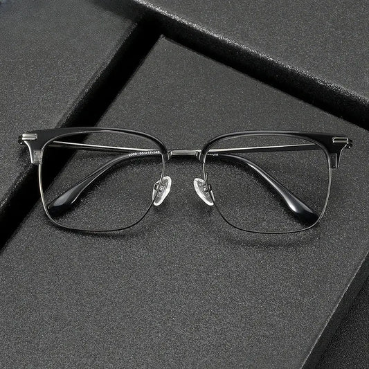 Unisex Square Full Rim Titanium Oversized Prescription Glasses 32009 — view 1 | Rx Spectacle