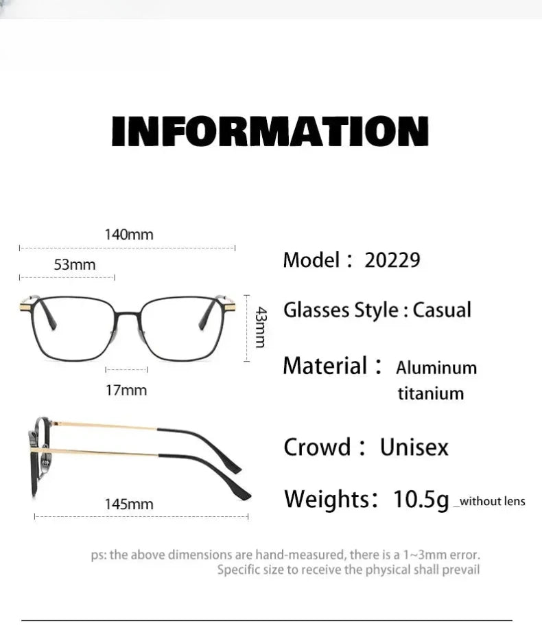 Unisex Square Full Rim Titanium Reading Glasses V20229 — view 11 | Rx Spectacle