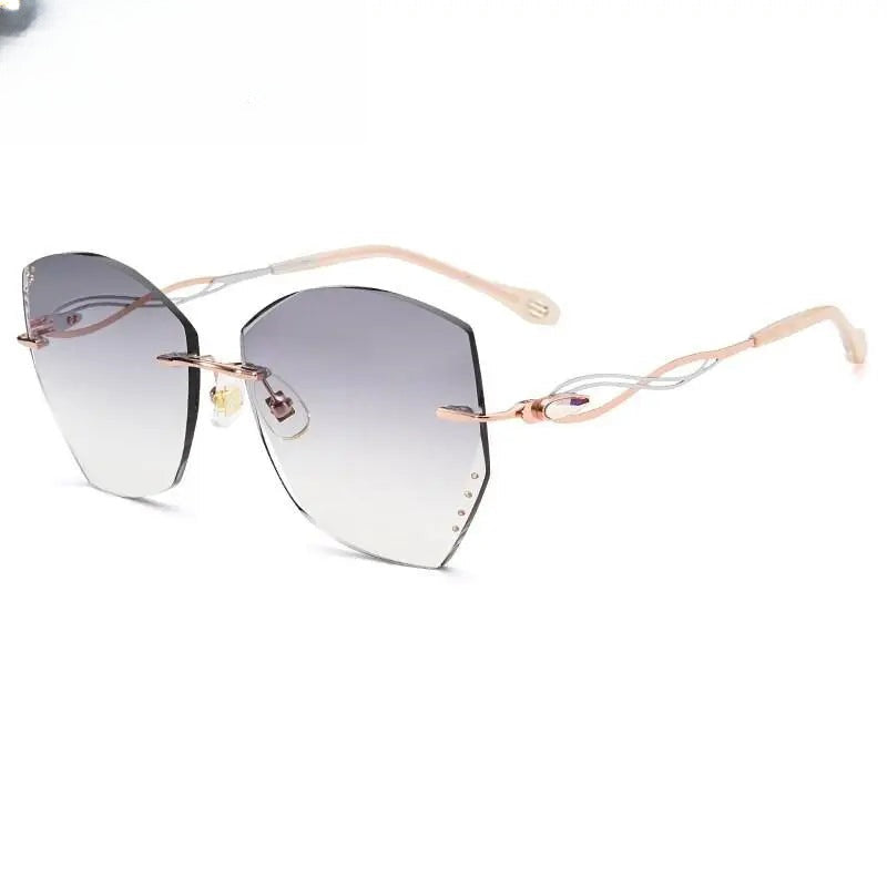 Women's Cat Eye Rimless Titanium Prescription Glasses 88038 — view 8 | Rx Spectacle