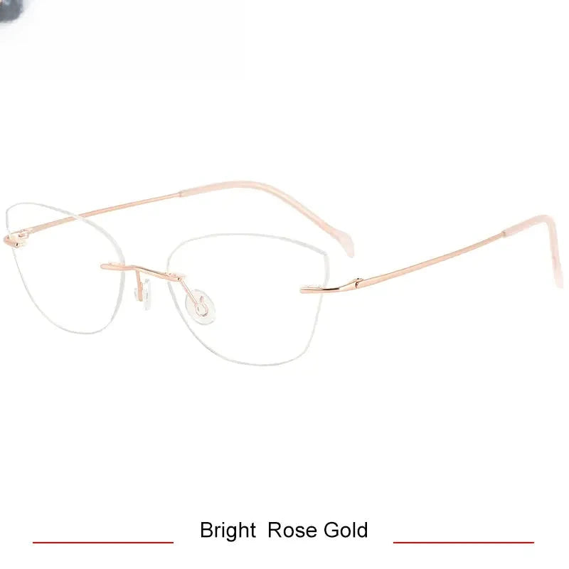 Women's Cat Eye Rimless Titanium Prescription Glasses 316086 — view 4 | Rx Spectacle