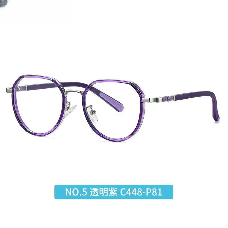 Unisex Round Full Rim Titanium Flat Top Prescription Glasses 5126 — view 7 | Rx Spectacle