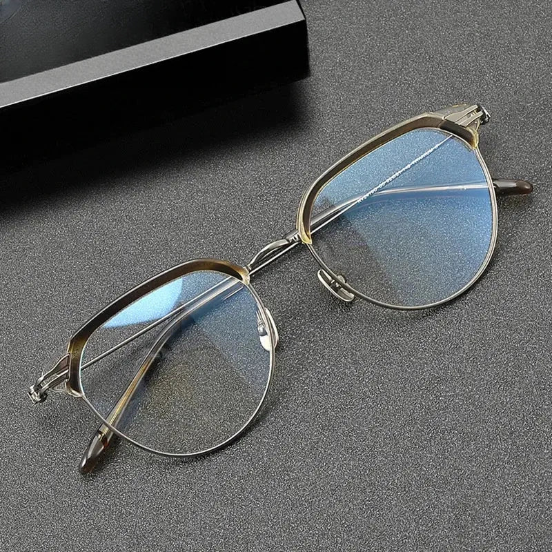 Unisex Oval Full Rim Titanium Prescription Glasses 882410 — view 1 | Rx Spectacle