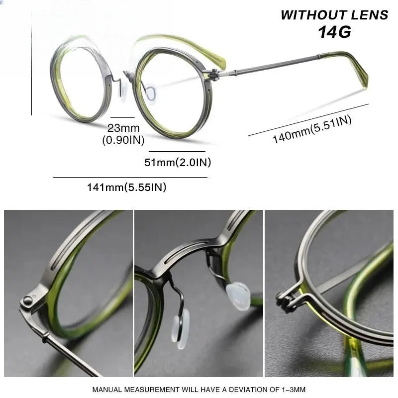 Unisex Round Full Rim Titanium Prescription Glasses Gxyj639 — view 6 | Rx Spectacle