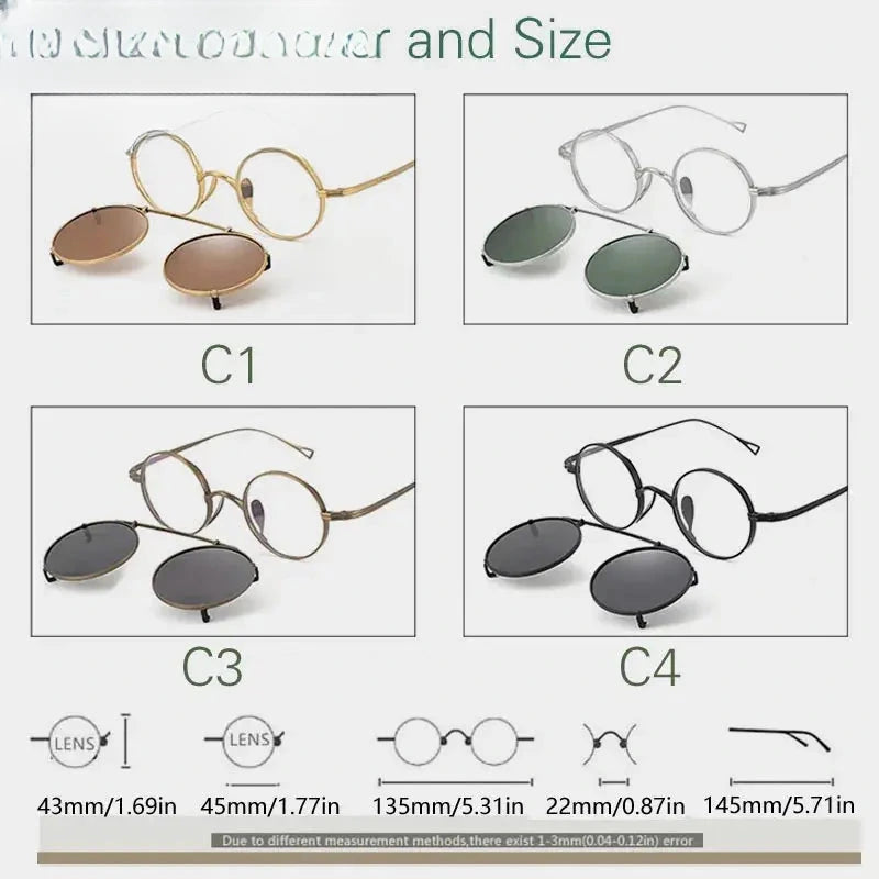 Women's Round Full Rim Titanium Clip-On Prescription Glasses 145100 — view 2 | Rx Spectacle
