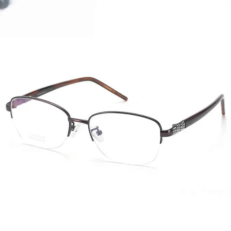 Unisex Oval Semi-Rimless Titanium Prescription Glasses 39113 — view 4 | Rx Spectacle