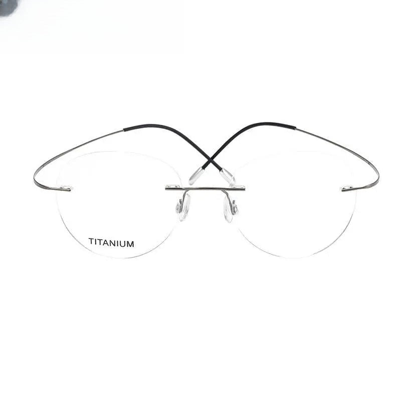 Unisex Round Rimless Titanium Prescription Glasses 16017 — view 6 | Rx Spectacle