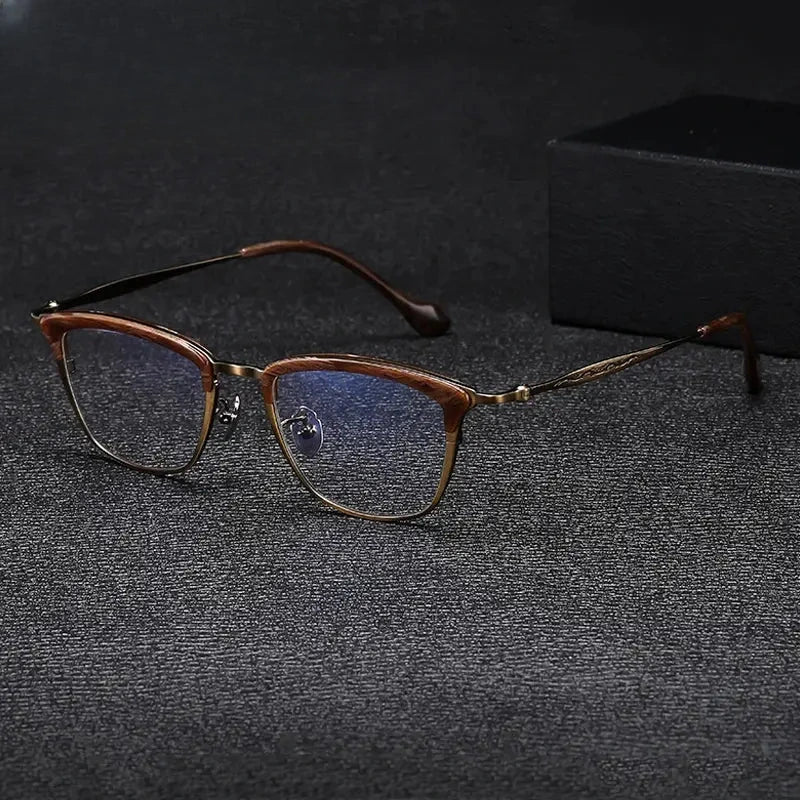 Unisex Browline Full Rim Titanium Prescription Glasses Gxyj1460 — view 2 | Rx Spectacle