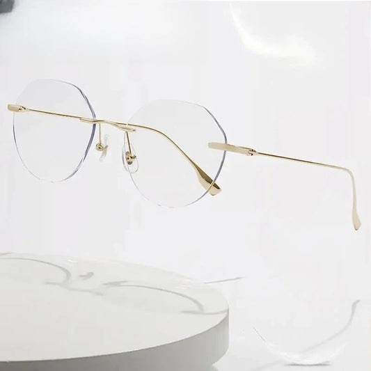 Men's Polygon Rimless Titanium Prescription Glasses 121214 — view 1 | Rx Spectacle
