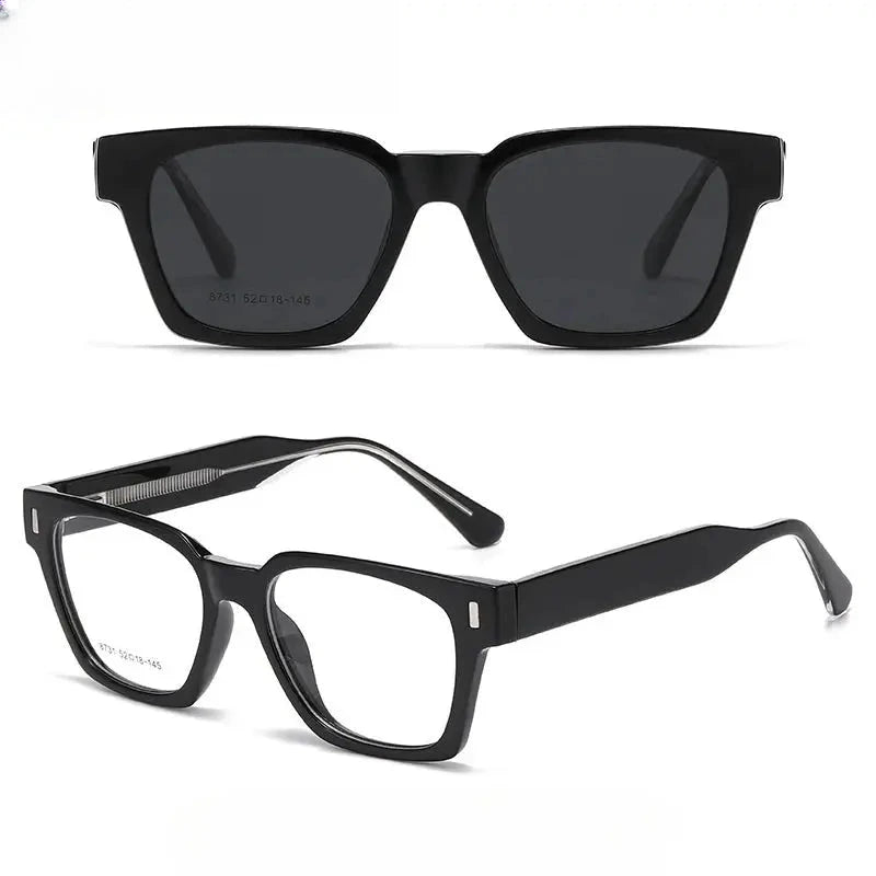 Unisex Square Full Rim Acetate Clip-On Prescription Glasses 938731 — view 4 | Rx Spectacle