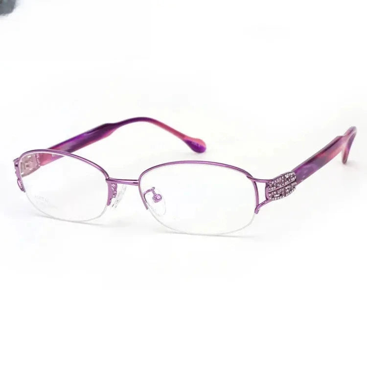 Women's Oval Semi-Rimless Titanium Prescription Glasses 882392 — view 5 | Rx Spectacle