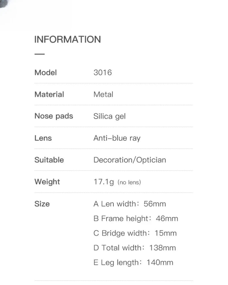 Women's Cat Eye Full Rim Alloy Prescription Glasses 3016 — view 11 | Rx Spectacle