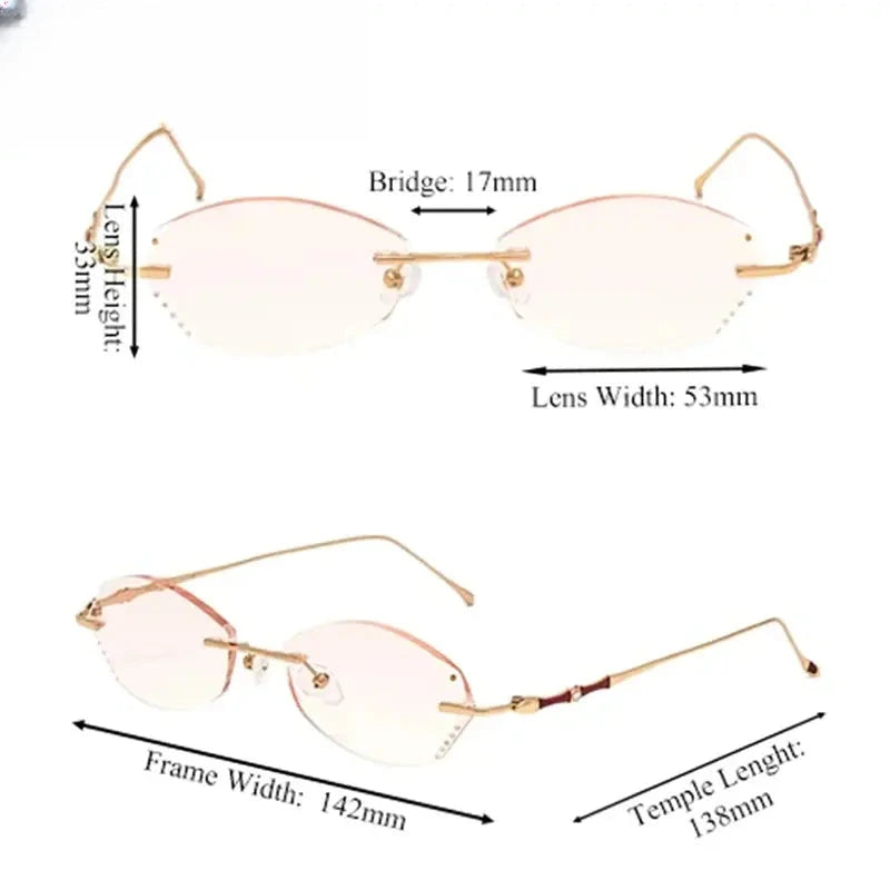 Women's Oval Rimless Titanium Prescription Glasses 287913 — view 2 | Rx Spectacle
