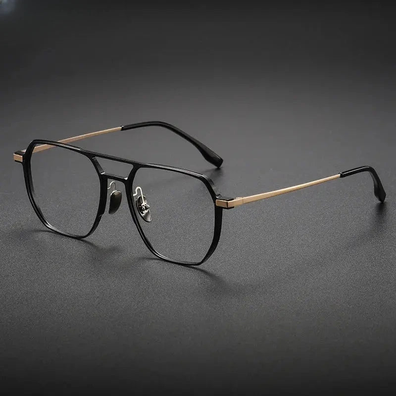 Unisex Square Full Rim Titanium Double Bridge Prescription Glasses V2239 — view 8 | Rx Spectacle