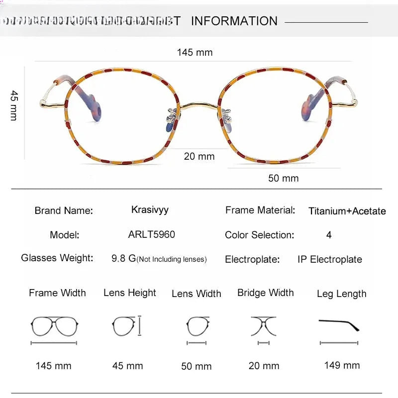 Unisex Irregular Full Rim Titanium Prescription Glasses 45960 — view 2 | Rx Spectacle