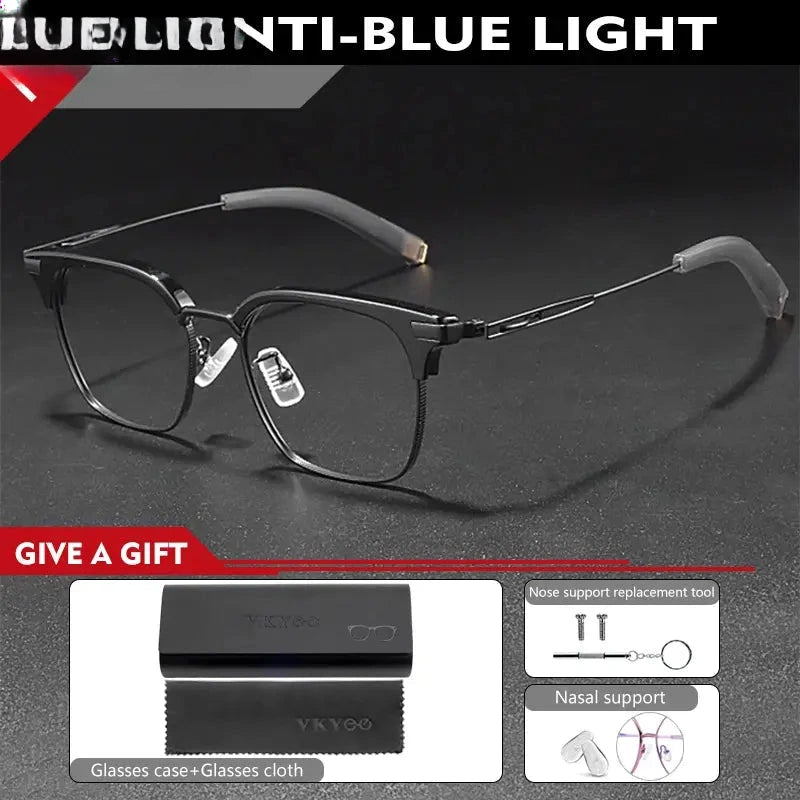 Square Full Rim Titanium Reading Glasses 19107 — view 6 | Rx Spectacle