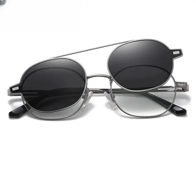 Unisex Oval Full Rim Alloy Clip-On Prescription Glasses 8802 — view 3 | Rx Spectacle