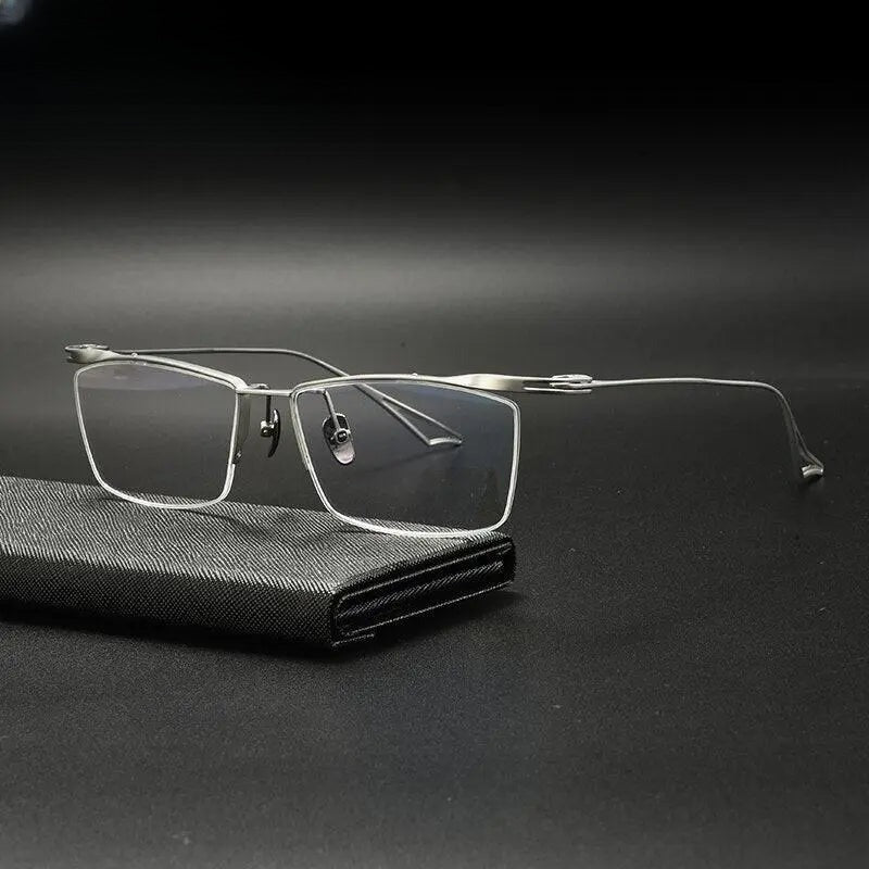 Unisex Square Semi-Rimless Titanium Prescription Glasses Gxyj936 — view 3 | Rx Spectacle