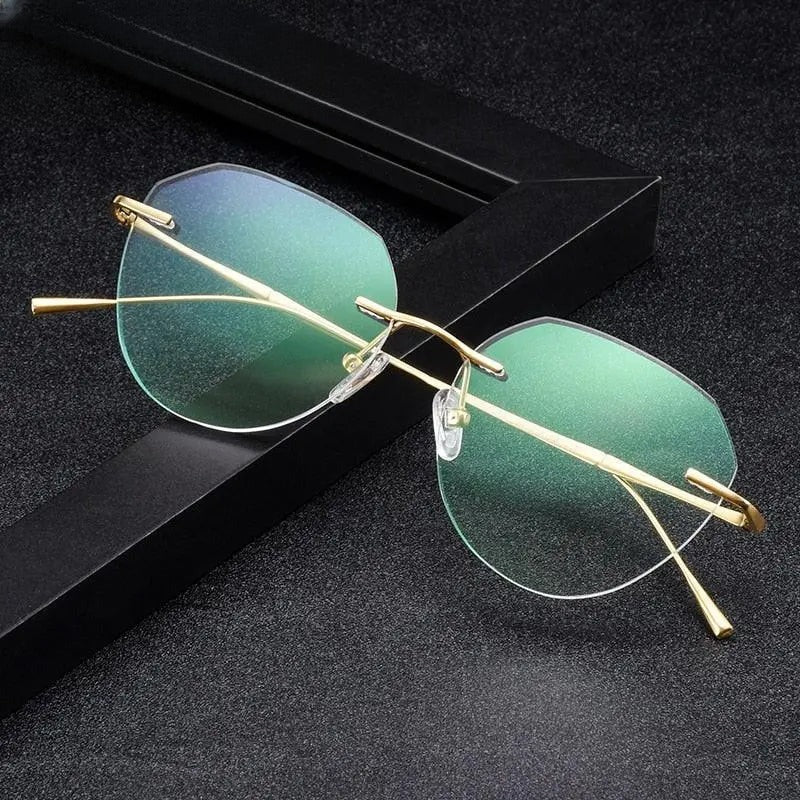 Women's Round Rimless Titanium Prescription Glasses 3018 — view 2 | Rx Spectacle