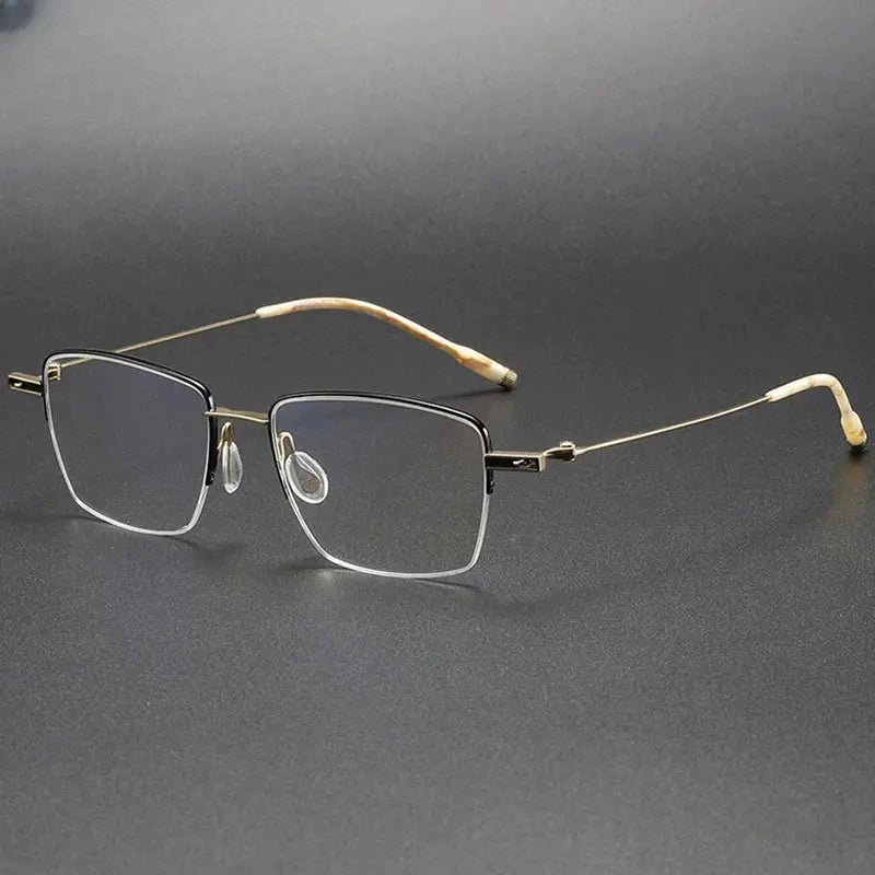 Unisex Square Semi-Rimless Titanium Prescription Glasses 202307 — view 7 | Rx Spectacle