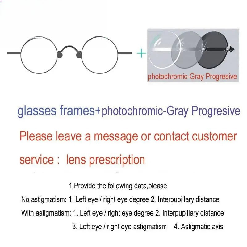Unisex Round Full Rim Stainless Steel Prescription Glasses Y065 — view 6 | Rx Spectacle
