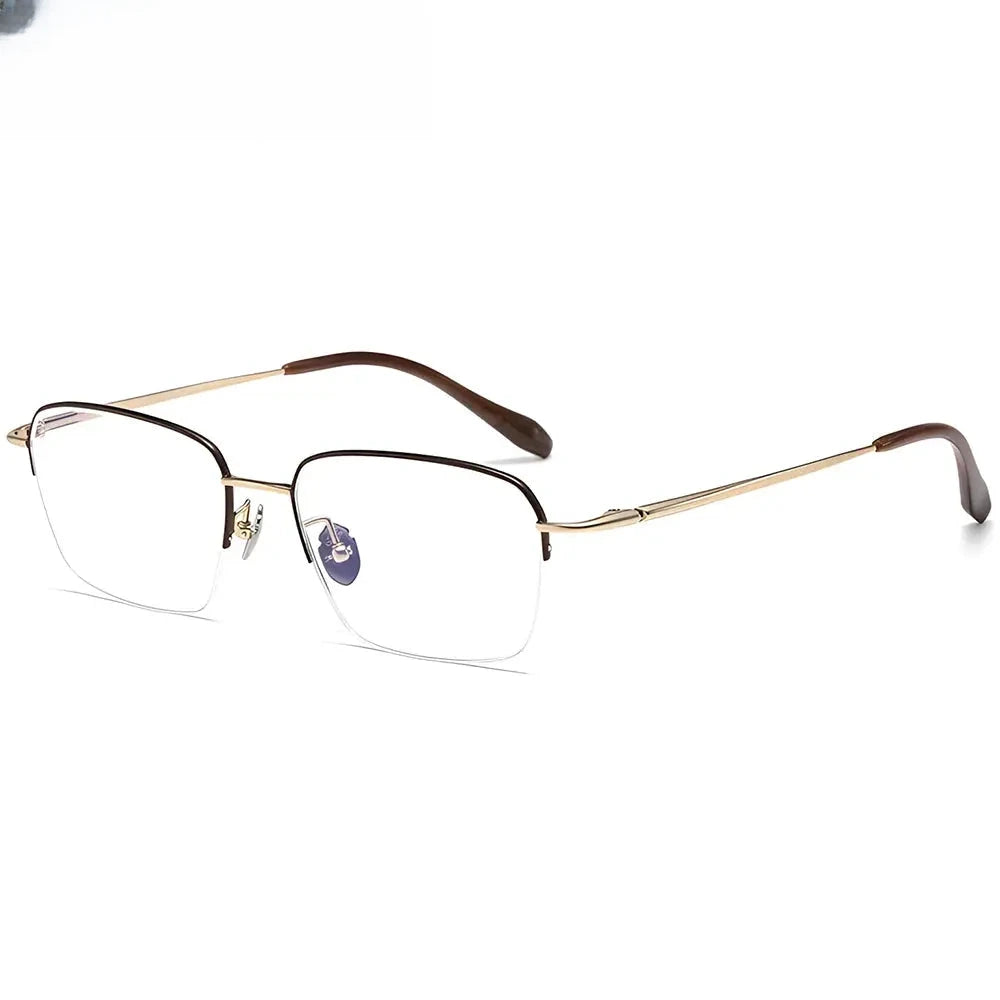 Men's Oval Semi-Rimless Titanium Oversized Prescription Glasses 316887 — view 1 | Rx Spectacle