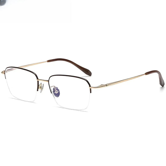 Men's Oval Semi-Rimless Titanium Oversized Prescription Glasses 316887 — view 1 | Rx Spectacle