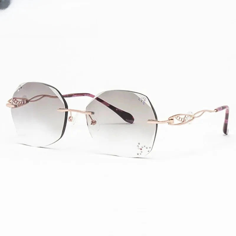 Women's Polygon Rimless Titanium Prescription Glasses 871007 — view 1 | Rx Spectacle