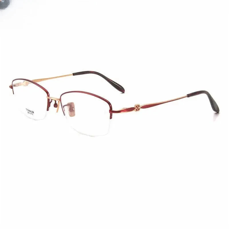 Women's Oval Semi-Rimless Titanium Prescription Glasses 776810 — view 5 | Rx Spectacle