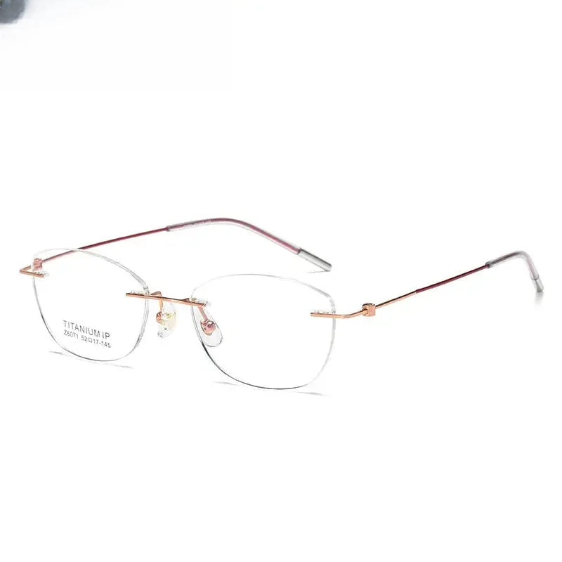 Women's Oval Rimless Titanium Reading Glasses 96071 — view 5 | Rx Spectacle