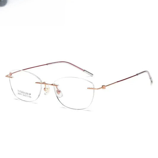 Women's Oval Rimless Titanium Reading Glasses 96071 — view 1 | Rx Spectacle