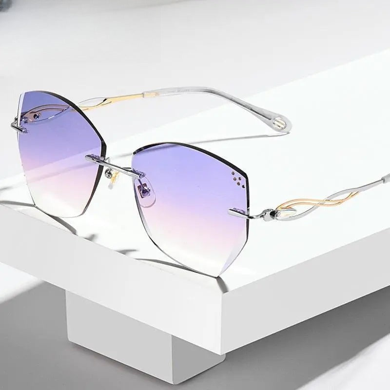 Women's Polygon Rimless Titanium Prescription Glasses 1750 — view 9 | Rx Spectacle