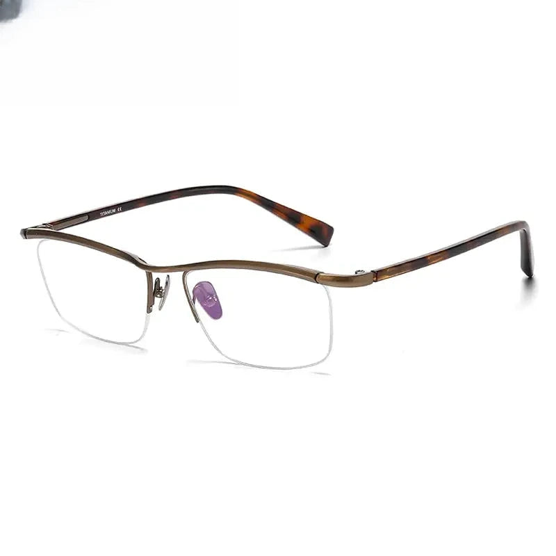 Men's Square Semi-Rimless Titanium Prescription Glasses 724876 — view 5 | Rx Spectacle