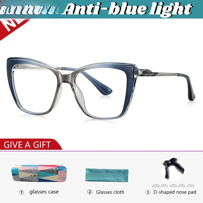 Women's Square Full Rim Titanium Reading Glasses 97229 — view 3 | Rx Spectacle