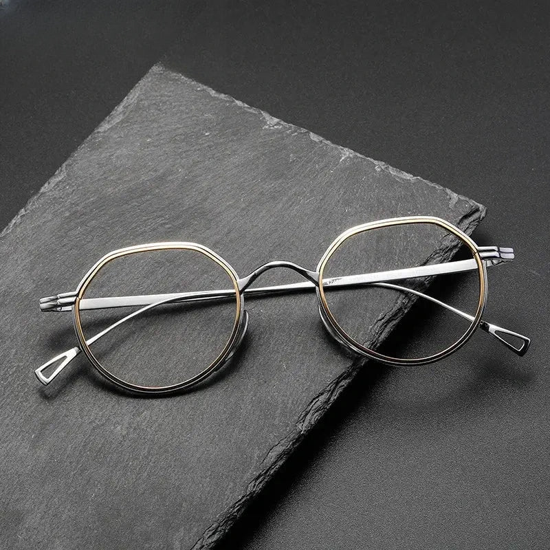 Women's Round Full Rim Titanium Flat Top Prescription Glasses 62123 — view 1 | Rx Spectacle