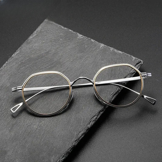 Women's Round Full Rim Titanium Flat Top Prescription Glasses 62123 — view 1 | Rx Spectacle