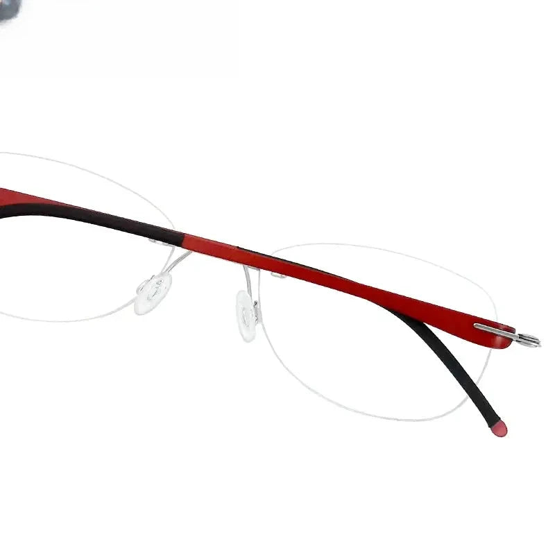 Unisex Oval Rimless Titanium Screwless Prescription Glasses 5003 — view 5 | Rx Spectacle